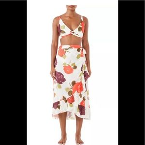 NEW—Kate Spade Floral Print Ruffled Wrap Skirt Sarong Swim Cover Up-Medium—NWT